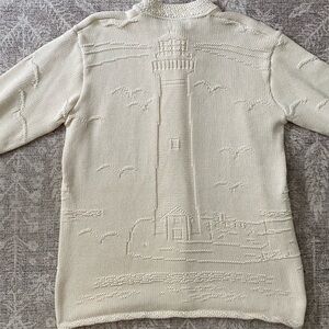 VTG Binghamton Knitting Co Nautical Lighthouse Cape Cod Fisherman Sweater
